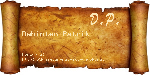 Dahinten Patrik névjegykártya